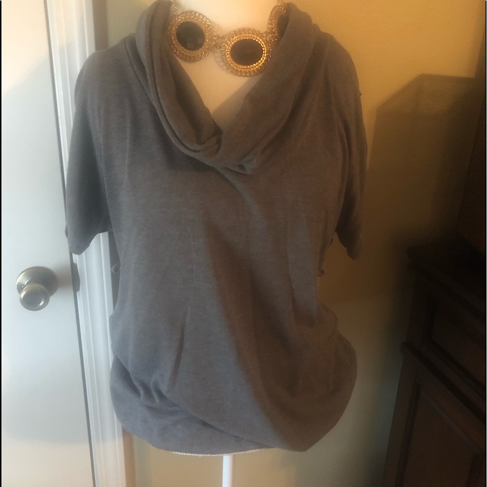 Gray plus size mock neck sweater